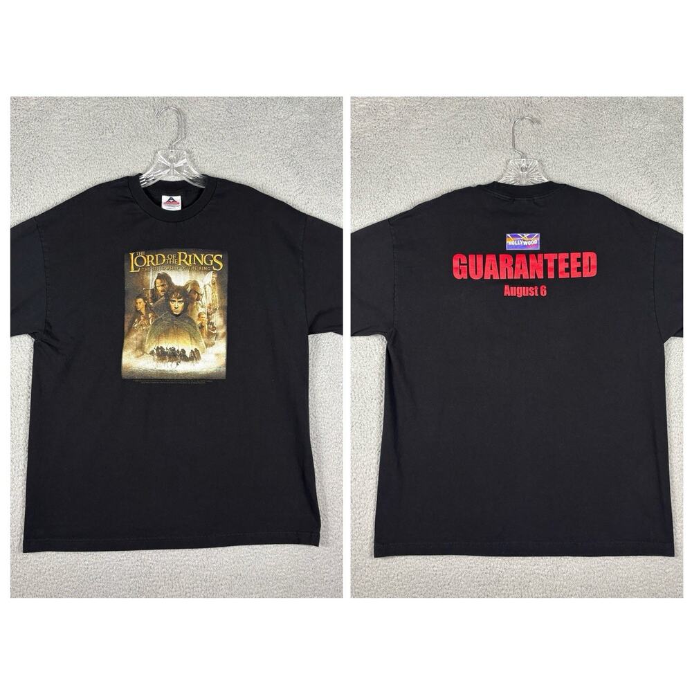 Vtg Lord Of The Rings T-Shirt Men’s XL Black Hollywood Video Movie Promo 2002